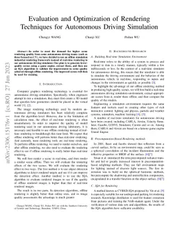 Evaluation and Optimization of Rendering Techniques for Autonomous
  Driving Simulation