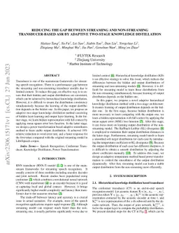 Reducing the gap between streaming and non-streaming Transducer-based
  ASR by adaptive two-stage knowledge distillation