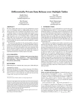 Differentially Private Data Release over Multiple Tables