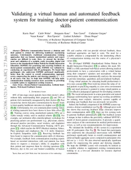 Validating a virtual human and automated feedback system for training
  doctor-patient communication skills