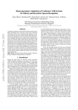 Hyper-parameter Adaptation of Conformer ASR Systems for Elderly and
  Dysarthric Speech Recognition