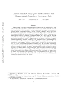 Limited-Memory Greedy Quasi-Newton Method with Non-asymptotic
  Superlinear Convergence Rate
