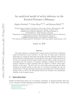 An analytical model of active inference in the Iterated Prisoner's
  Dilemma