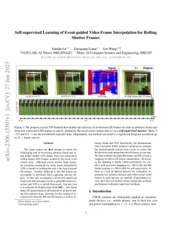 Self-supervised Learning of Event-guided Video Frame Interpolation for Rolling Shutter Frames