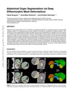Abdominal organ segmentation via deep diffeomorphic mesh deformations