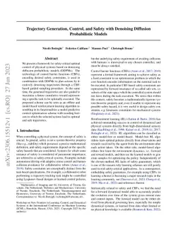 Trajectory Generation, Control, and Safety with Denoising Diffusion
  Probabilistic Models