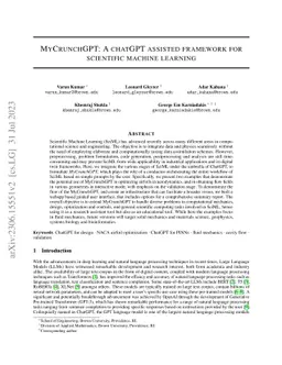 MyCrunchGPT: A chatGPT assisted framework for scientific machine
  learning