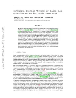 Extending Context Window of Large Language Models via Positional
  Interpolation