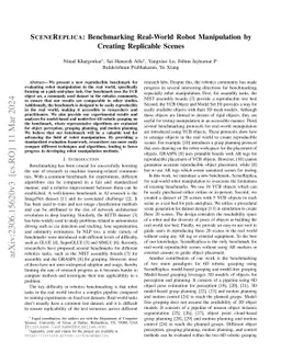 SCENEREPLICA: Benchmarking Real-World Robot Manipulation by Creating
  Replicable Scenes