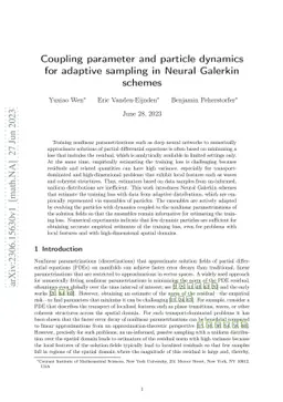Coupling parameter and particle dynamics for adaptive sampling in Neural
  Galerkin schemes