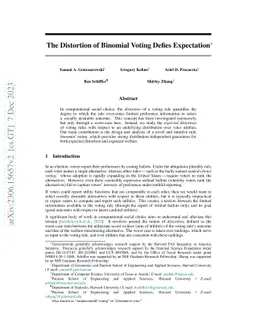 The Distortion of Binomial Voting Defies Expectation