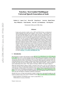 Voicebox: Text-Guided Multilingual Universal Speech Generation at Scale