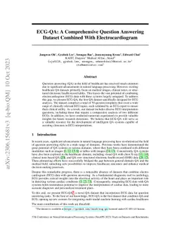 ECG-QA: A Comprehensive Question Answering Dataset Combined With
  Electrocardiogram