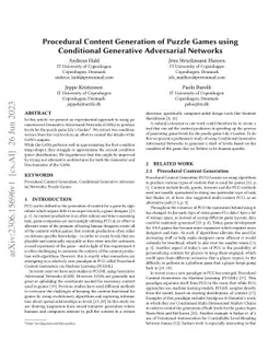 Procedural content generation of puzzle games using conditional
  generative adversarial networks
