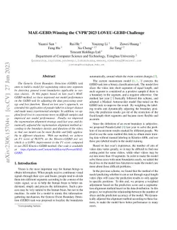 MAE-GEBD:Winning the CVPR'2023 LOVEU-GEBD Challenge