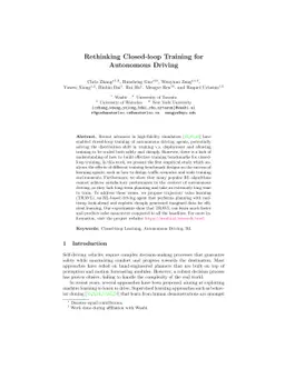 Rethinking Closed-loop Training for Autonomous Driving