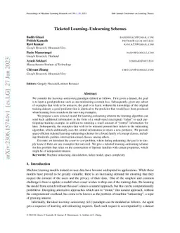 Ticketed Learning-Unlearning Schemes