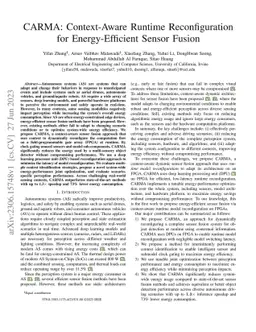 CARMA: Context-Aware Runtime Reconfiguration for Energy-Efficient Sensor
  Fusion
