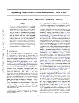 High Fidelity Image Counterfactuals with Probabilistic Causal Models