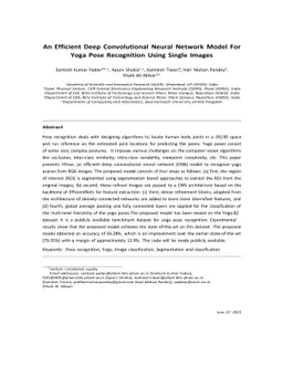 An Efficient Deep Convolutional Neural Network Model For Yoga Pose
  Recognition Using Single Images