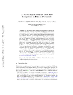 UTRNet: High-Resolution Urdu Text Recognition In Printed Documents