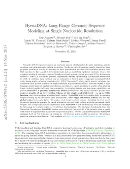 HyenaDNA: Long-Range Genomic Sequence Modeling at Single Nucleotide
  Resolution