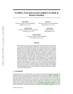 FLuRKA: Fast and accurate unified Low-Rank & Kernel Attention