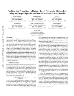 Probing the Transition to Dataset-Level Privacy in ML Models Using an
  Output-Specific and Data-Resolved Privacy Profile