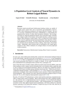 A Population-Level Analysis of Neural Dynamics in Robust Legged Robots