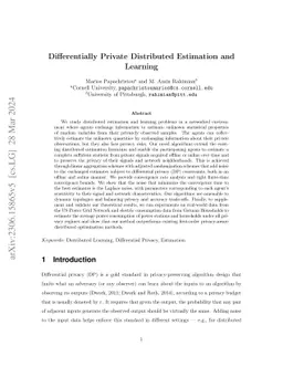 Differentially Private Distributed Estimation and Learning