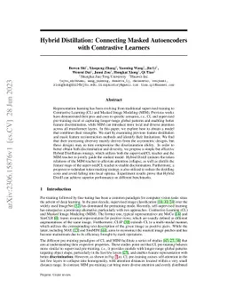 Hybrid Distillation: Connecting Masked Autoencoders with Contrastive
  Learners
