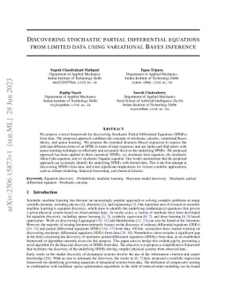 Discovering stochastic partial differential equations from limited data
  using variational Bayes inference