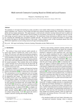Multi-network Contrastive Learning Based on Global and Local
  Representations