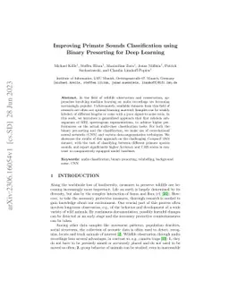 Improving Primate Sounds Classification using Binary Presorting for Deep
  Learning