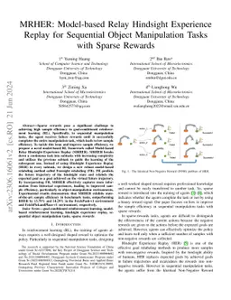 MRHER: Model-based Relay Hindsight Experience Replay for Sequential
  Object Manipulation Tasks with Sparse Rewards