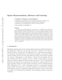 Sparse Representations, Inference and Learning