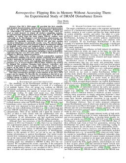 Retrospective: Flipping Bits in Memory Without Accessing Them: An
  Experimental Study of DRAM Disturbance Errors