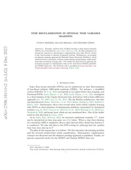 Time Regularization in Optimal Time Variable Learning