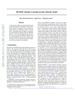 MLSMM: Machine Learning Security Maturity Model