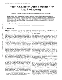 Recent Advances in Optimal Transport for Machine Learning