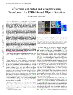 $\mathbf{C}^2$Former: Calibrated and Complementary Transformer for
  RGB-Infrared Object Detection
