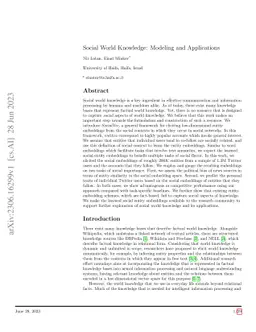 Social World Knowledge: Modeling and Applications