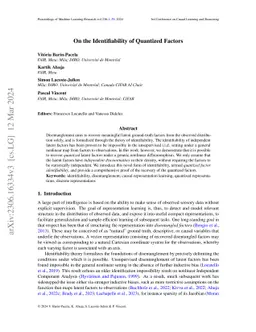 On the Identifiability of Quantized Factors