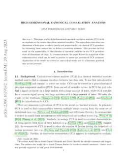 High-Dimensional Canonical Correlation Analysis
