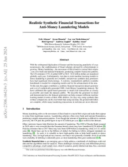 Realistic Synthetic Financial Transactions for Anti-Money Laundering
  Models