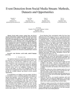 Event Detection from Social Media Stream: Methods, Datasets and
  Opportunities
