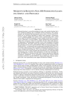 Momentum Benefits Non-IID Federated Learning Simply and Provably