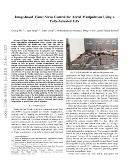 Image-based Visual Servo Control for Aerial Manipulation Using a
  Fully-Actuated UAV