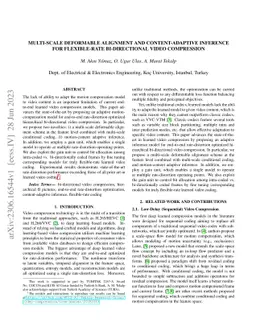 Multi-Scale Deformable Alignment and Content-Adaptive Inference for
  Flexible-Rate Bi-Directional Video Compression