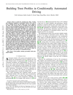 Building Trust Profiles in Conditionally Automated Driving